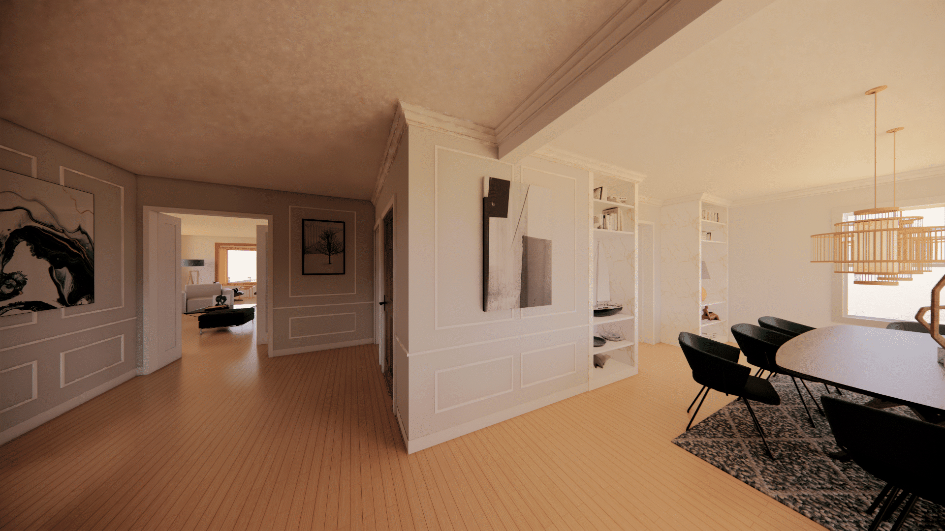 Interior rendering showcasing the elevator design addition to a private residence for enhanced convenience.