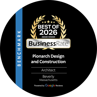 pionarch design and construction plaque circle small